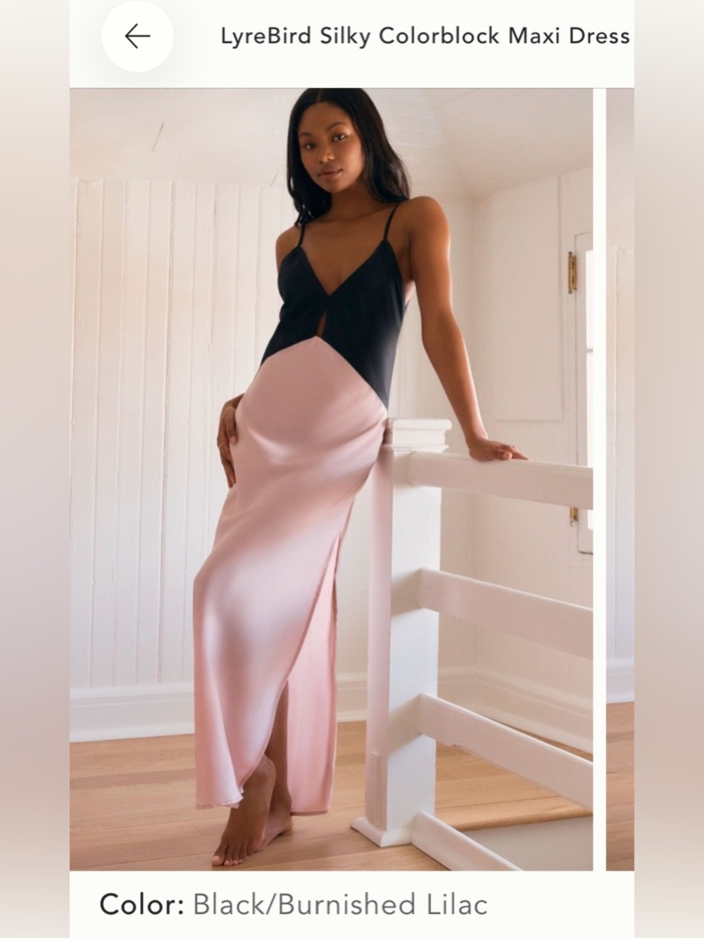 LyreBird Silky Colorblock Maxi Dress NWT